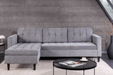 Ecksofa STOCKHOLM 220cm 3-Sitzer Cord grau
