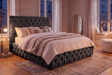 Bett PARIS CHESTERFIELD 160x200cm Samt olivgrau