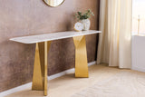 Konsole EXTRAVAGANCIA 140cm mit champagnergoldenen Beinen und weißer Marmorplatte