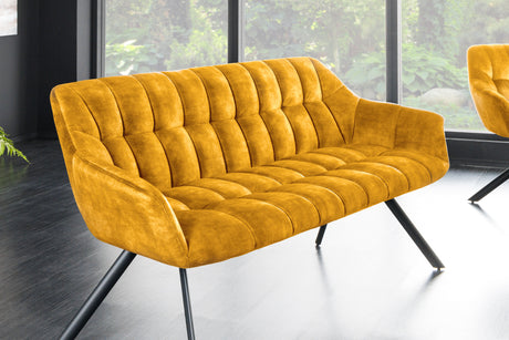 Bench PAPILLON 165cm velvet mustard yellow