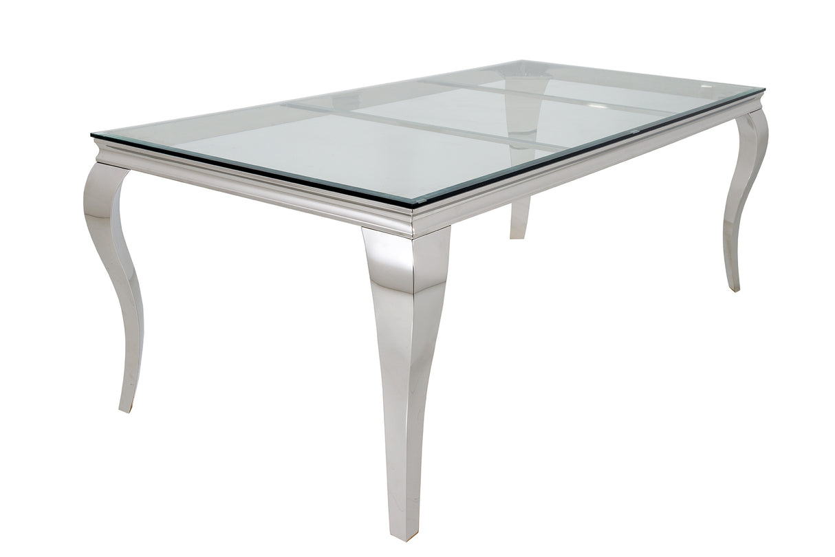 Dining table MODERN BAROCK BARRACUDA 200cm chrome incl. glas top w/o teak top