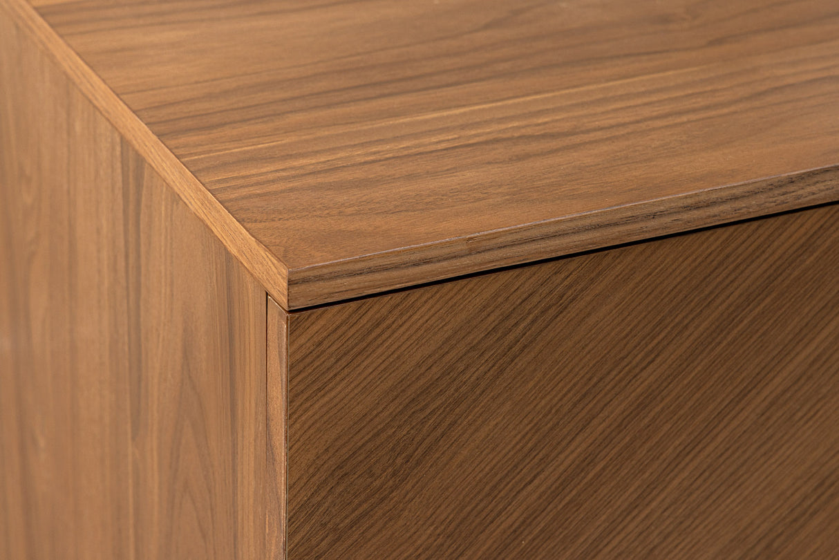 Sideboard GRANDEZZA 180cm walnut wood look w/ black metal frame