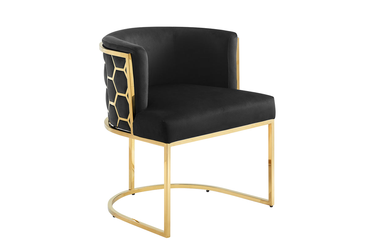 Stuhl ELEGANCE, Samt schwarz, mit goldenem Edelstahlgestell