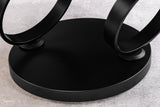 Couchtisch DANCING RINGS 80-135cm drehbare Keramikplatte weiß und anthrazit Marmoroptik