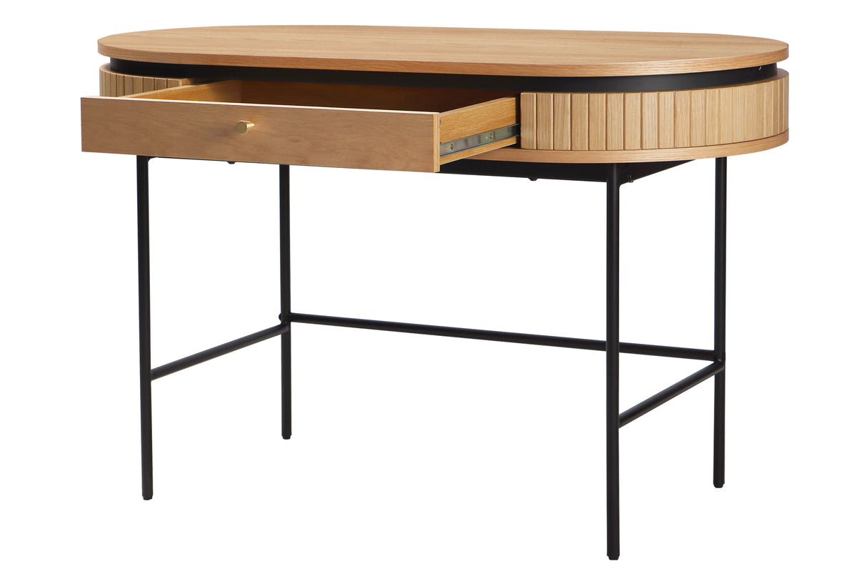 Office desk ATELIER 120cm natural oak wood look w/ black metal frame