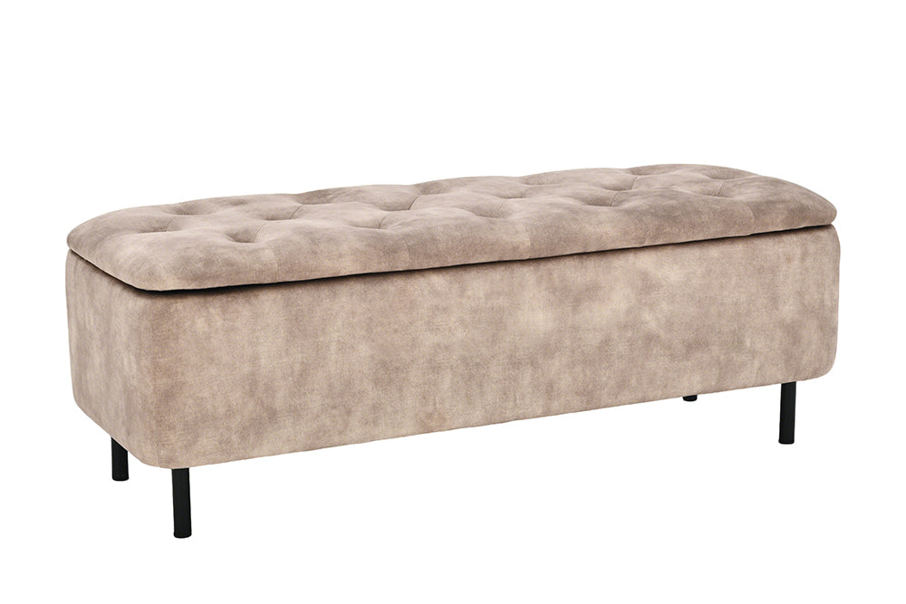 Sitzbanktruhe EN VOGUE 120cm mit Stauraum Samt beige