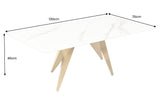 Couchtisch ART LIVING 130cm Keramikplatte aus weißem Marmor mit champagnergoldenem Rahmen