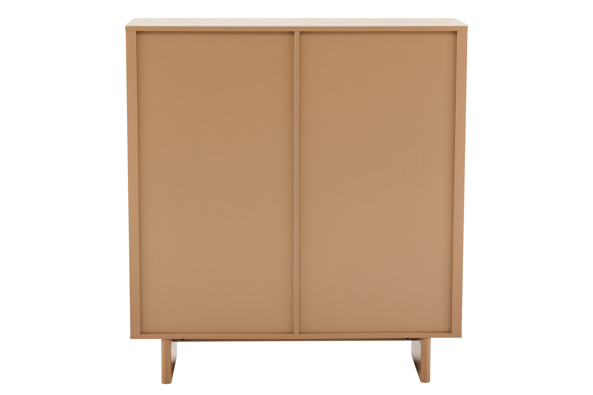 Highboard SAVOY 130cm 3D natural w/ travertine marble ceramic top