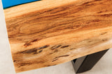 Couchtisch LIQUID 110cm Akazienholz blau Epoxidstreifen