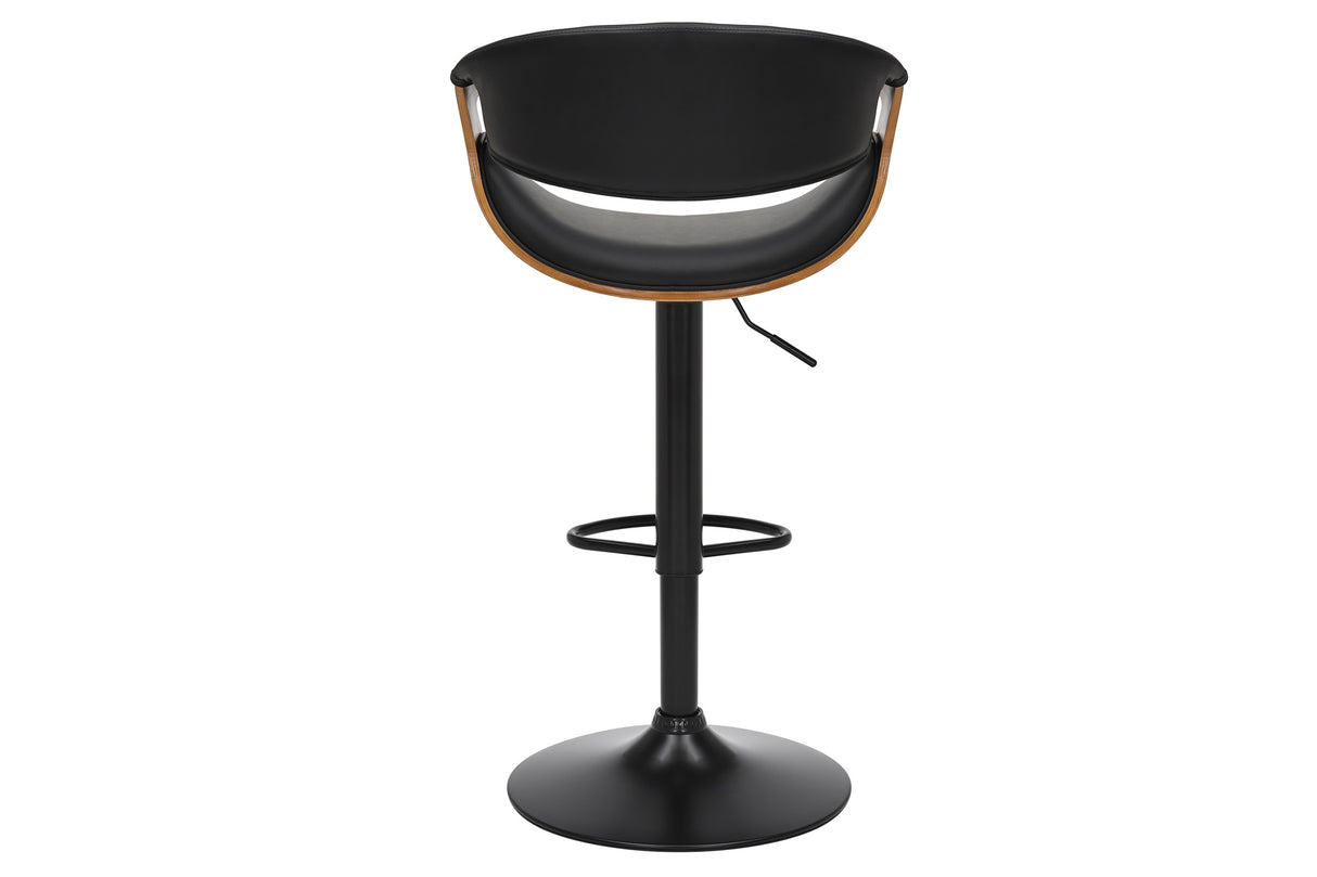 Barhocker ORGANIC 89-100cm drehbar mit Armlehnen Kunstleder und Walnussholzoptik