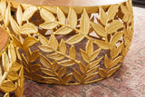 Couchtisch ABSTRACT LEAF 54-68cm 2er Set gold mit Akazienholzplatten