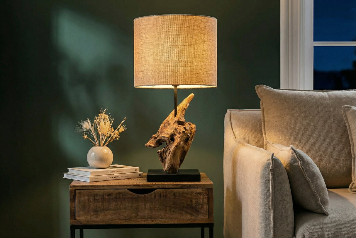 Table lamp HYPNOTIC 58cm teak wood natural