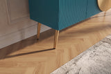 Sideboard AURUM 180cm textured front gold circle accent mango wood turquoise gold metal feet