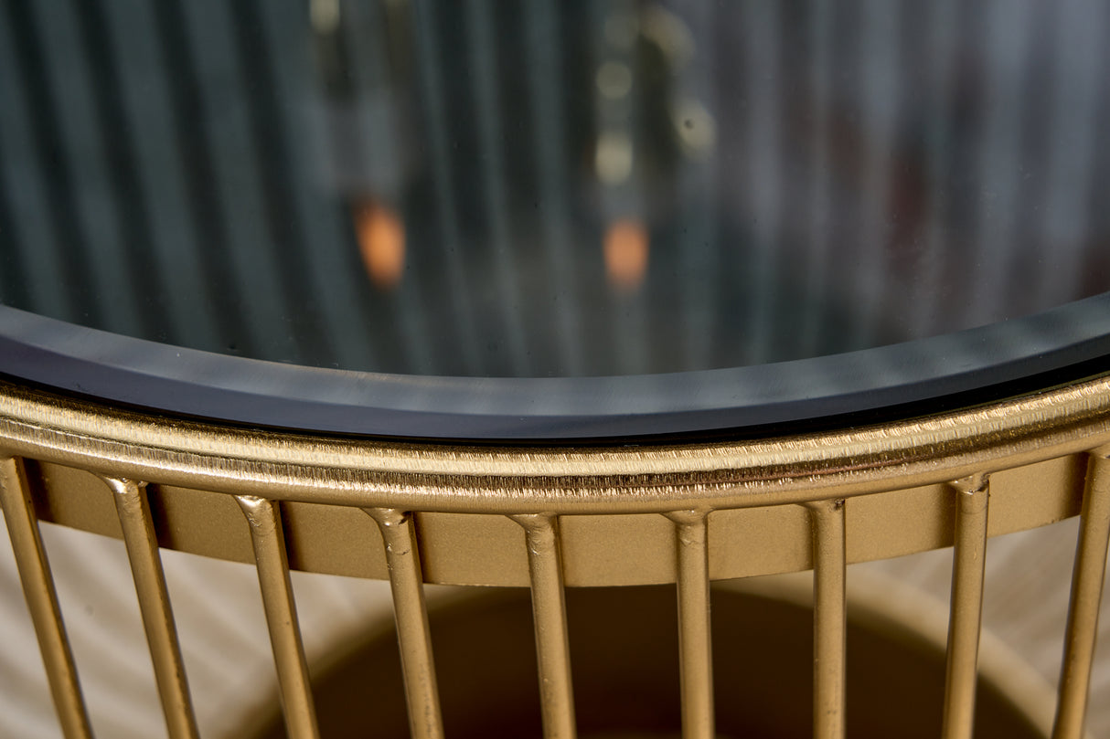 Coffee table VARIATION 80cm gold with black glass