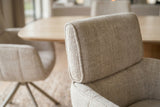 Swivel chair UNIQUE 180° auto-return w/ armrests chenille fabric beige champagne