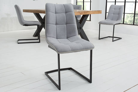 Cantilever chair MIAMI flat woven fabric vintage light grey