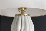 Tischleuchte ELEGANCIA 65cm weiß Lampenschirm Keramik weiß golden