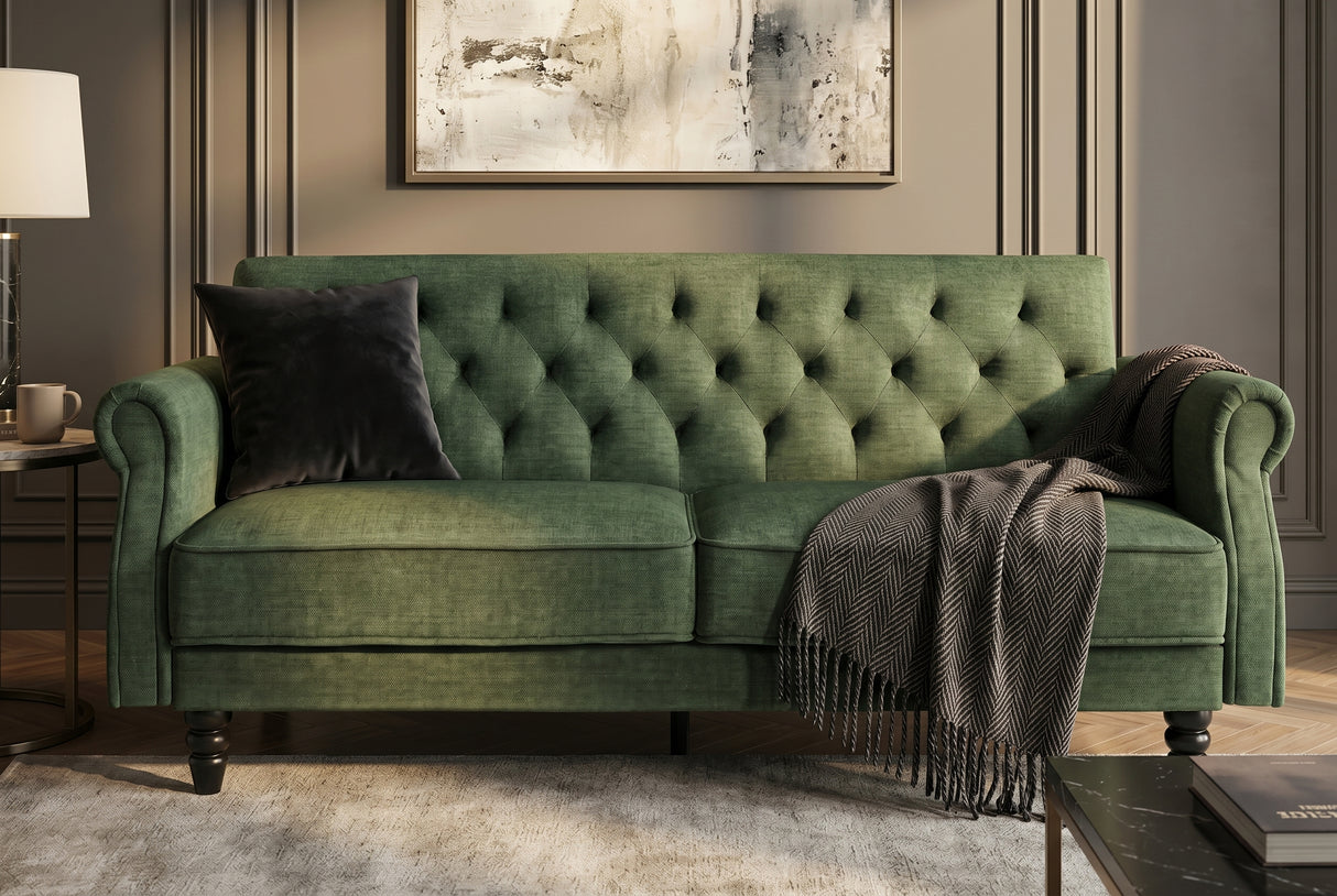 Sofa bed MAISON BELLE AFFAIRE 220cm vogue velour velvet moss green