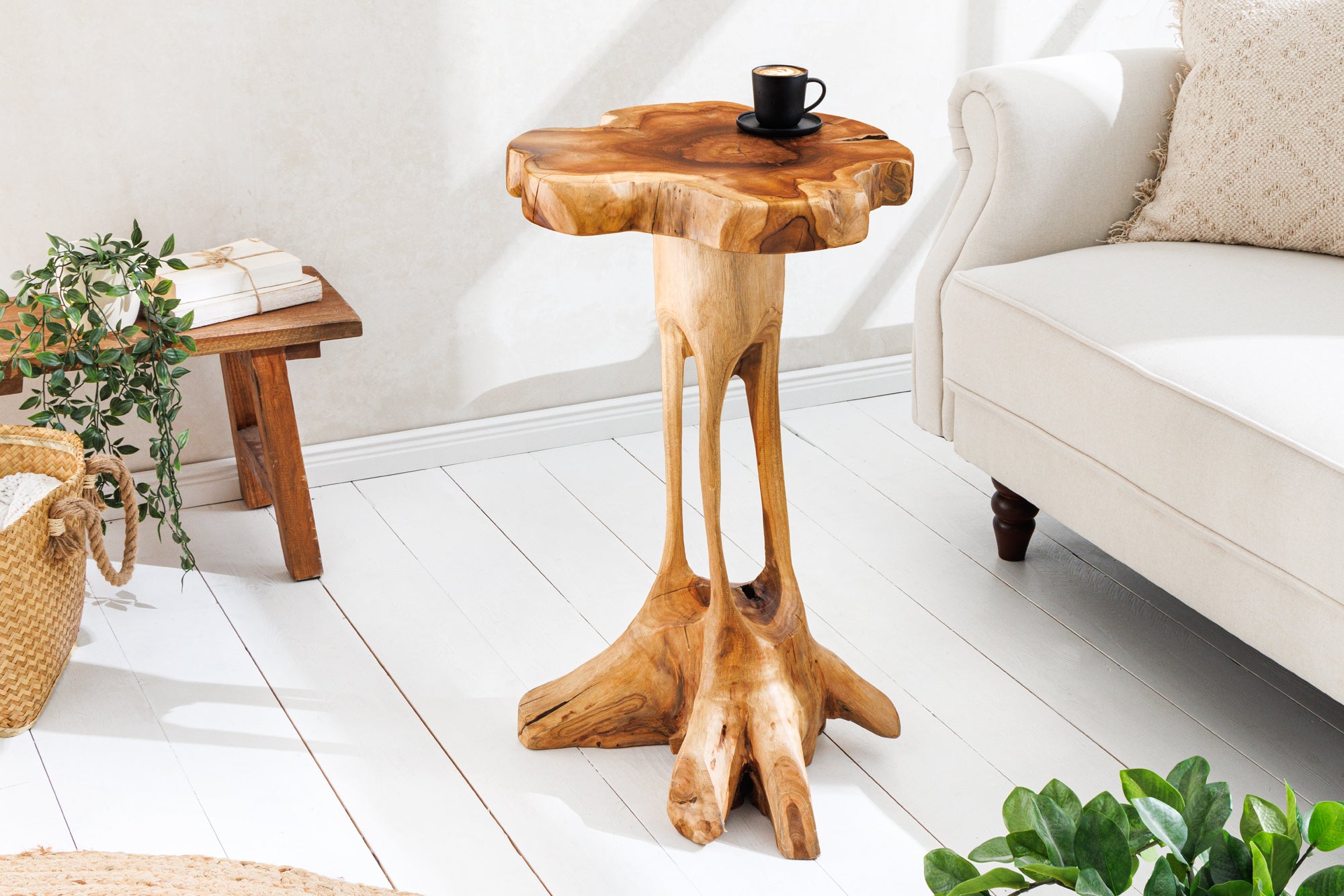 Masă laterală ROOT 70cm lemn de tec natural [3]