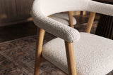 Chair VALHALLA WOOD w/ armrests textured fabric creamy and oak wood natural
