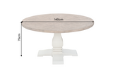 Dining table HAMPTONS 140cm round recycled pine wood light brown creamy