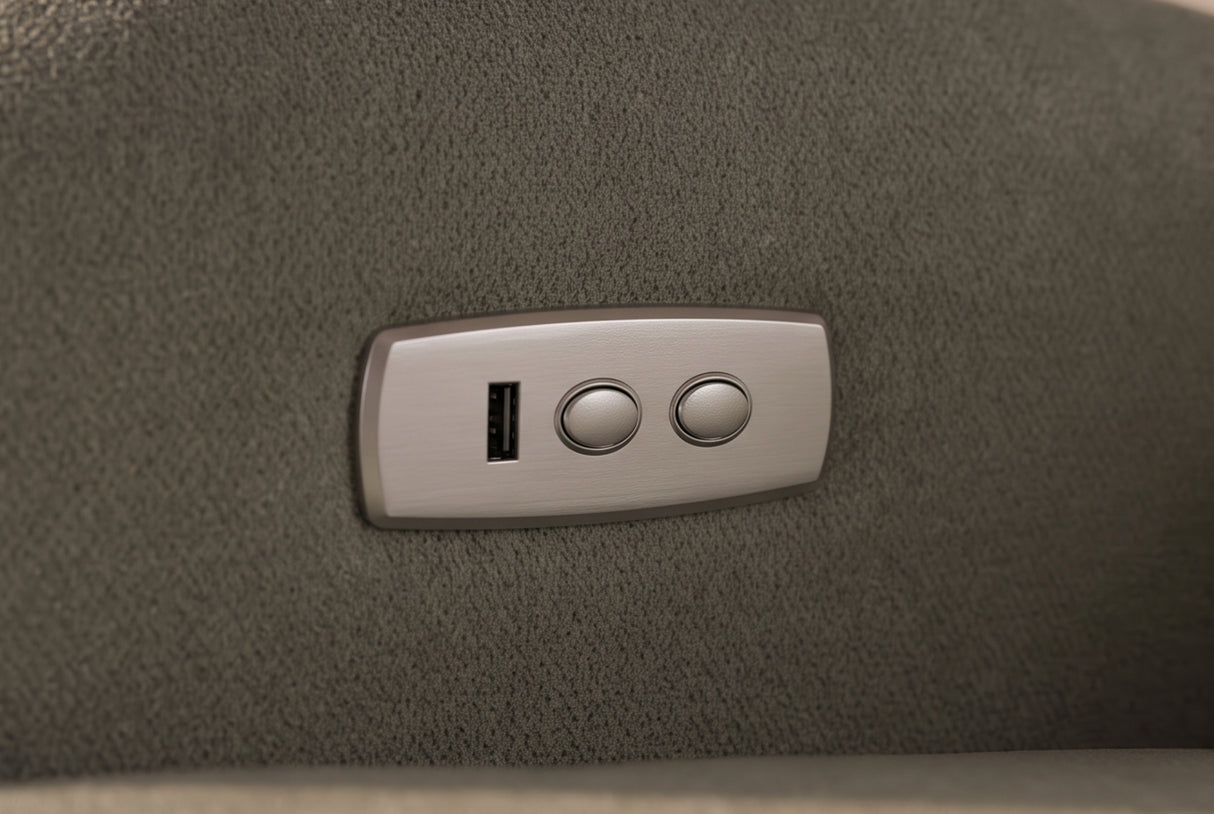 Kinosessel PRIORITY 360° drehbar elektrisch verstellbar mit USB-Anschluss Strukturstoff grün