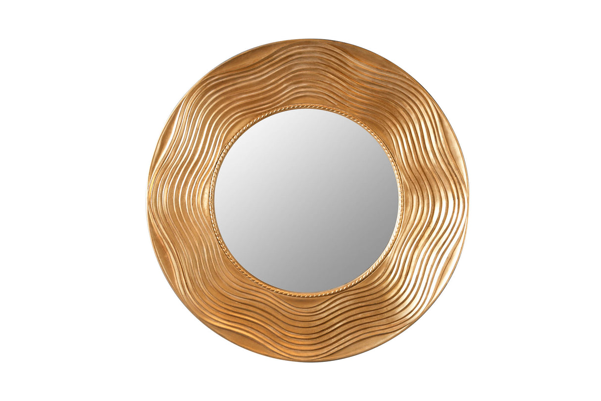 Wall mirror CIRCLE 100cm paulownia wood round gold