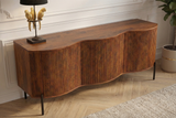 Sideboard GRANDEUR 180cm 3D Retro-Stil Mangoholz braun mit schwarzen Metallbeinen