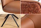 Swivel chair LE GRAND rotatable 180° w/ armrests textured cloth and leather cognac brown