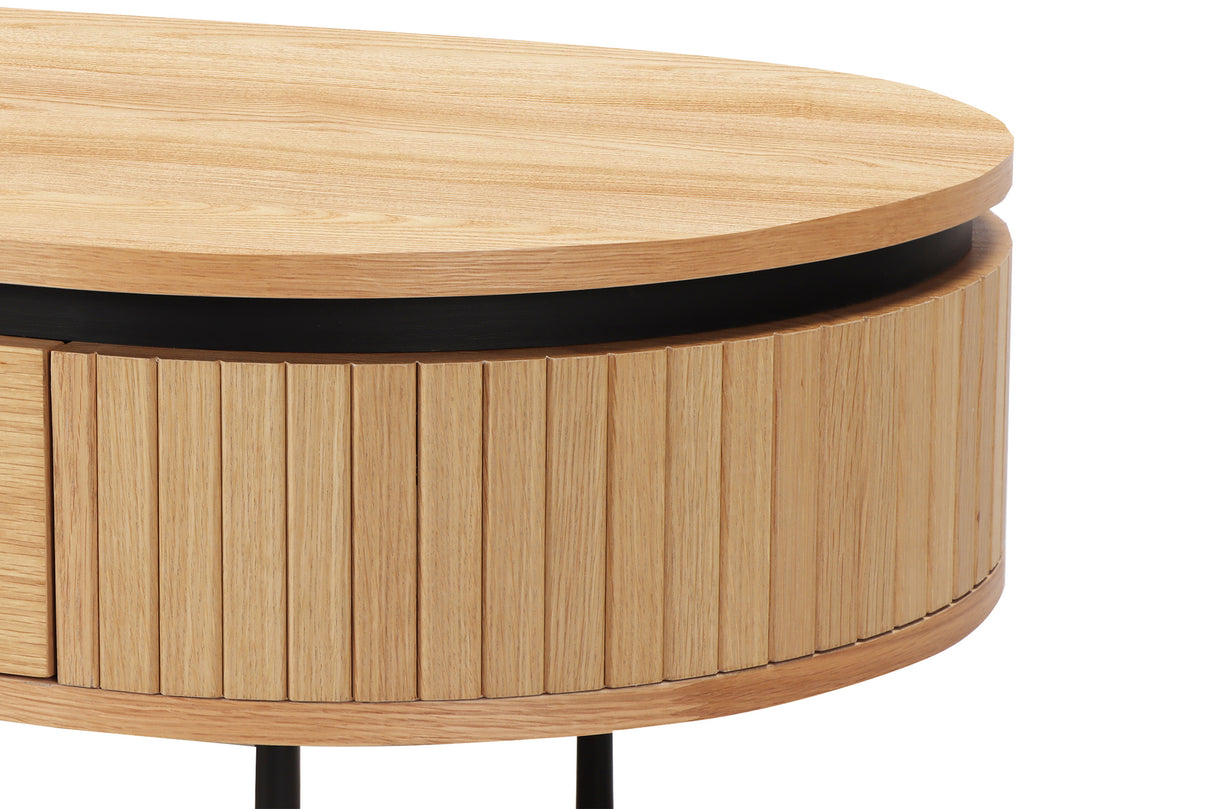Office desk ATELIER 120cm natural oak wood look w/ black metal frame