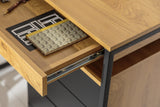 Corner desk STUDIO 130cm with 2 drawers oak look