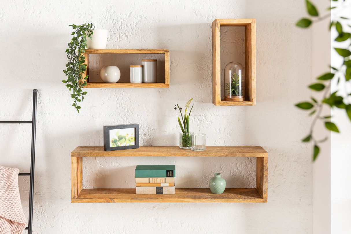 Wall shelf HEMINGWAY 43-94cm set of 3 mango natural