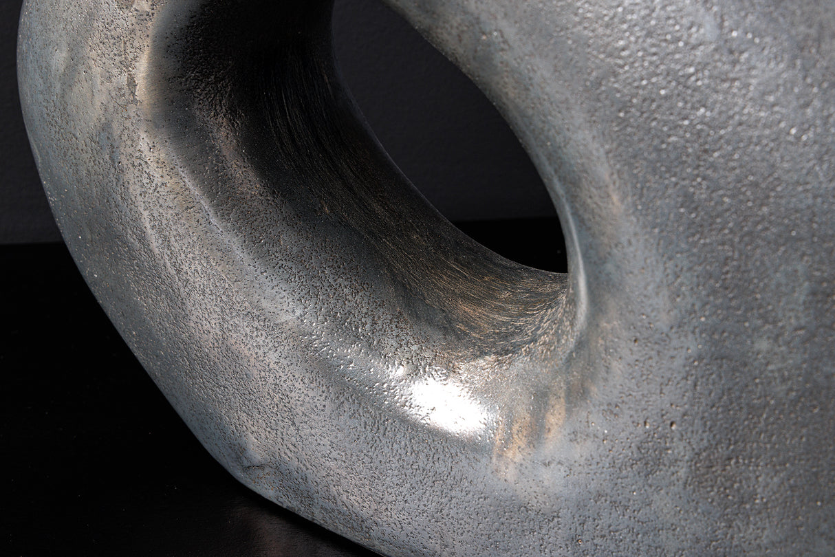 Vase RING 40cm metal dark grey handmade