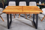 Dining table MOSAIK 120-160cm extendable recycled pine wood vintage brown