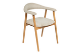 Chair VALHALLA WOOD w/ armrests textured fabric creamy and oak wood natural