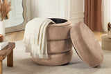 Hocker VOQUE 50 cm Samt Champagner mit Stauraum