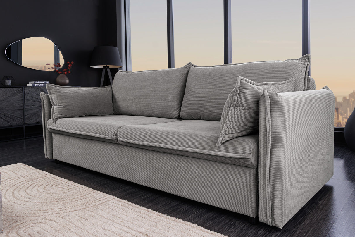 Schlafsofa APARTMENT 215cm 3-Sitzer Cord grau