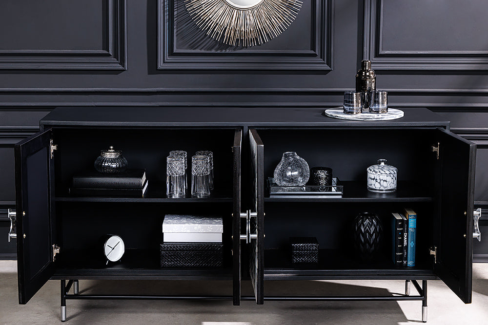 Sideboard HERITAGE 160cm mosaic bones black white