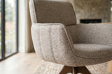 Swivel chair UNIQUE 180° auto-return w/ armrests textured fabric taupe beige brown