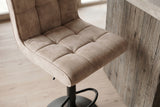 Barhocker MODENA 92-116cm 360° drehbar Samt Champagner-Beige m/ schwarzem Metallgestell