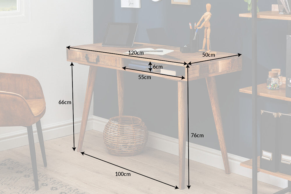 Büroschreibtisch RETRO 120cm Mangoholz