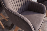 Swivel chair LIVORNO 180° auto-return w/ armrests microfibre vintage grey beech wood frame