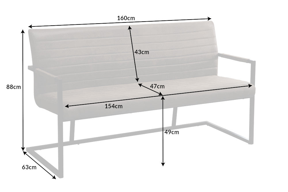 Bench LOFT 160cm microfibre vintage taupe