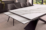 Esstisch EUPHORIA 180-220-260cm ausziehbar, Carrara Oro Keramik in Marmoroptik mit schwarzem Sternenfuß
