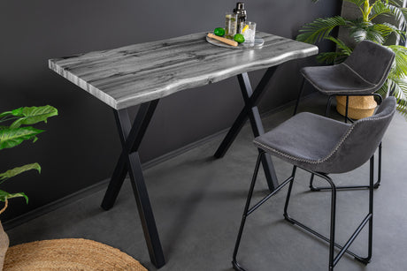 Bar table WILD 120cm table top 40mm X-legs wild oak look grey