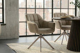 Swivel chair PAPILLON rotatable 180° w/ armrests velvet beige greige