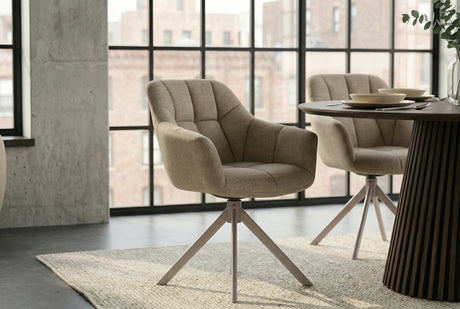 Swivel chair PAPILLON rotatable 180° w/ armrests velvet beige greige