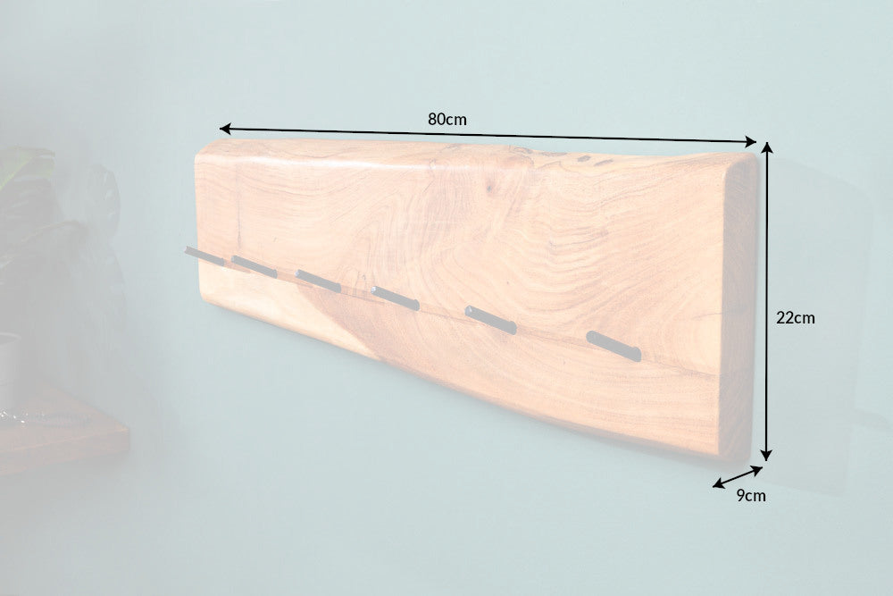 Wandgarderobe MAMMUT 80cm Akazienholz honigfarben