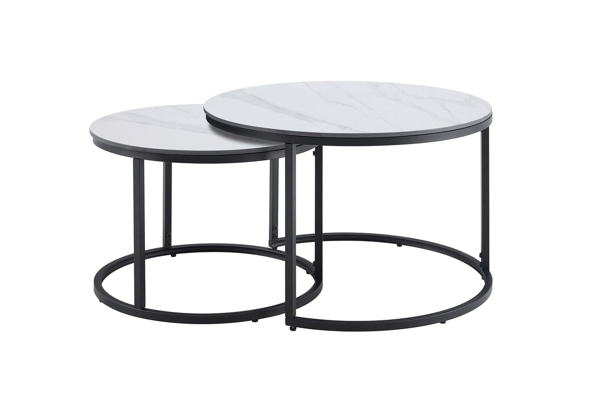 Konferenční stolek ELEGANCE 75cm set 2 ks keramika bílá
