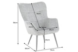 Sessel SCANDINAVIA m. Armlehnen u. schwarzen Metallbeinen Chenille-Stoff Champagner
